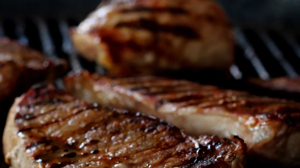 Carnes grelhadas em um churrasco argentino, prontas para serem servidas suculentas e com uma crosta dourada.